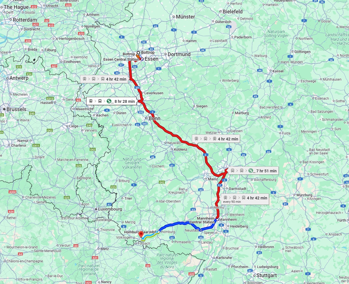 Anreise von Bottrop Zu Saarbrücken Über 