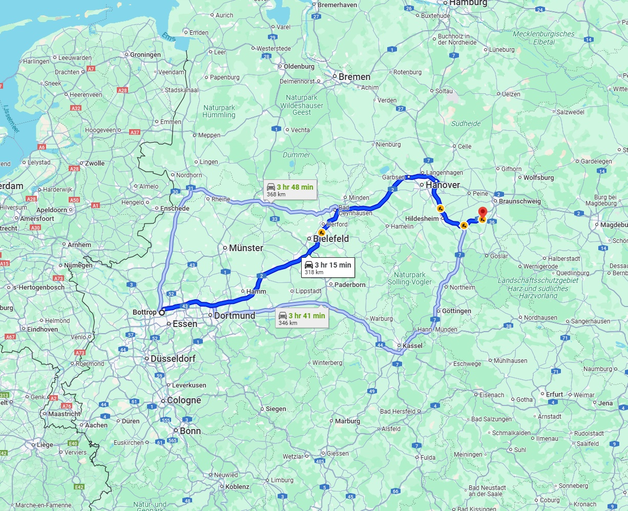 Anreise von Bottrop Zu Salzgitter Über via A2