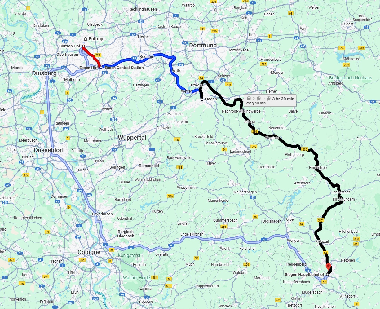 Anreise von Bottrop Zu Siegen Über 