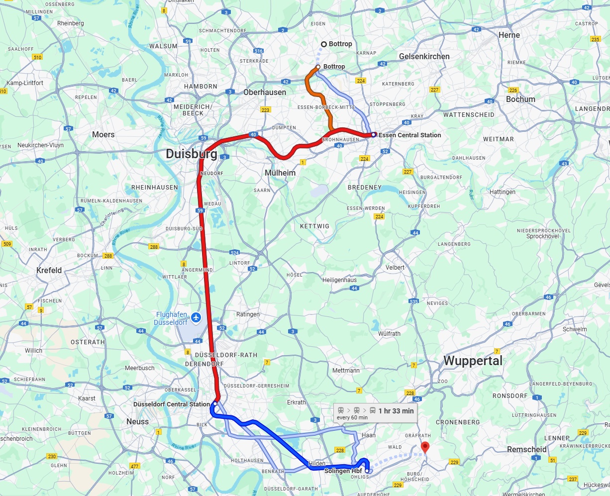 Anreise von Bottrop Zu Solingen Über 