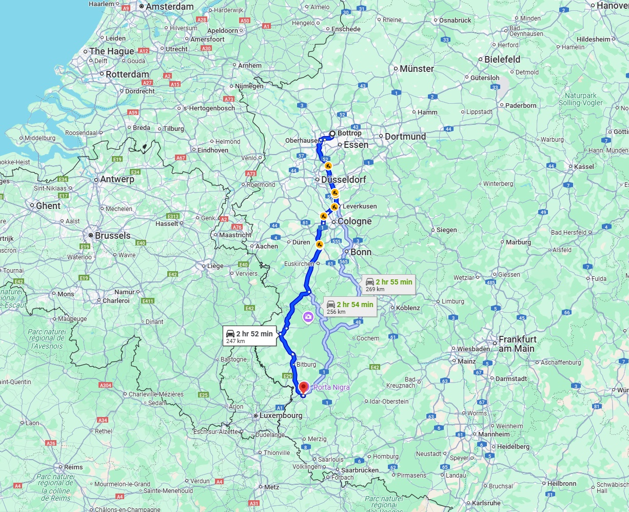 Anreise von Bottrop Zu Trier Über via A1 and B51