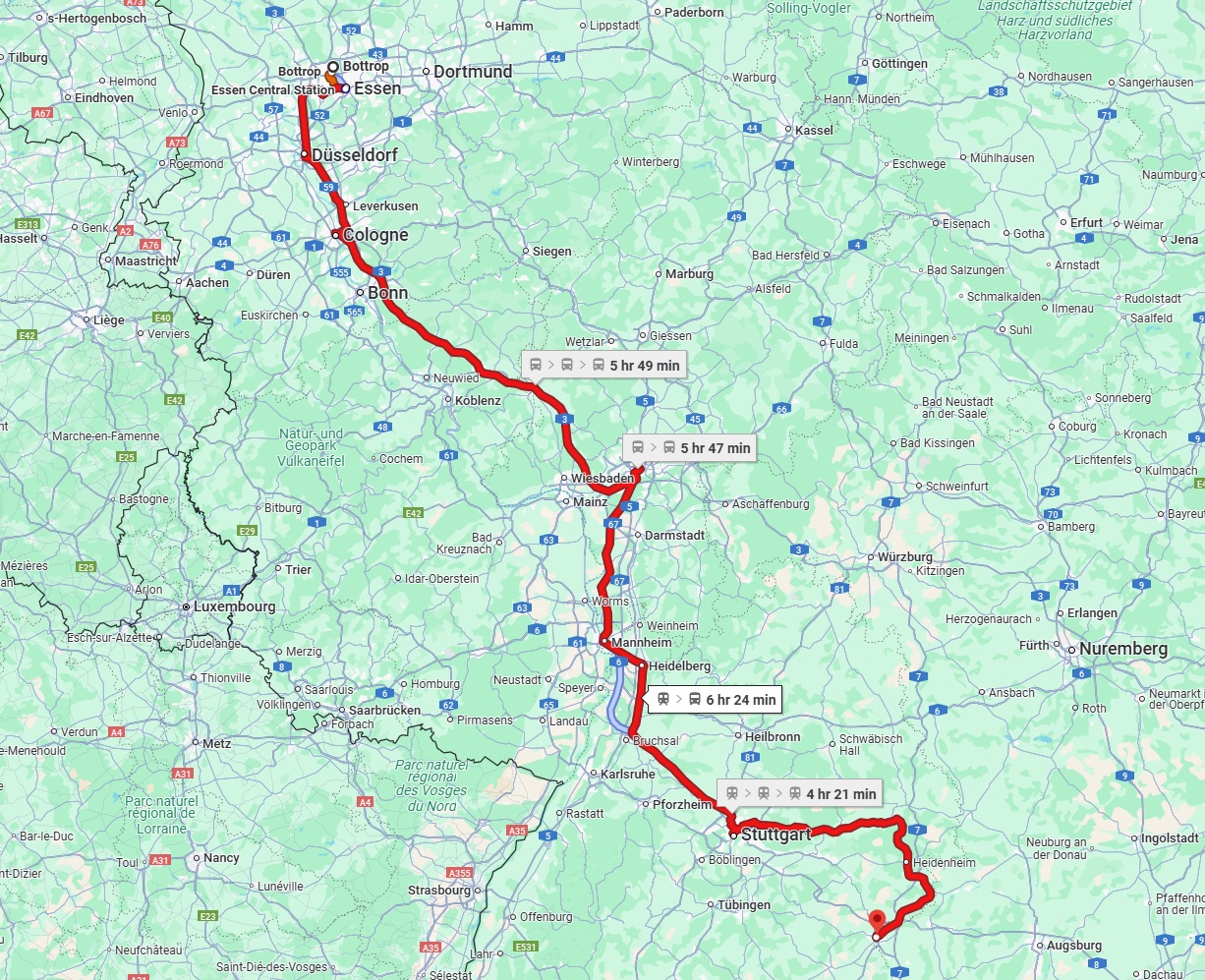 Anreise von Bottrop Zu Ulm Über 