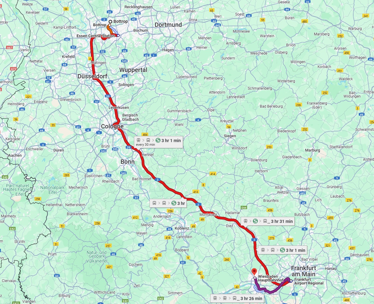Anreise von Bottrop Zu Wiesbaden Über 