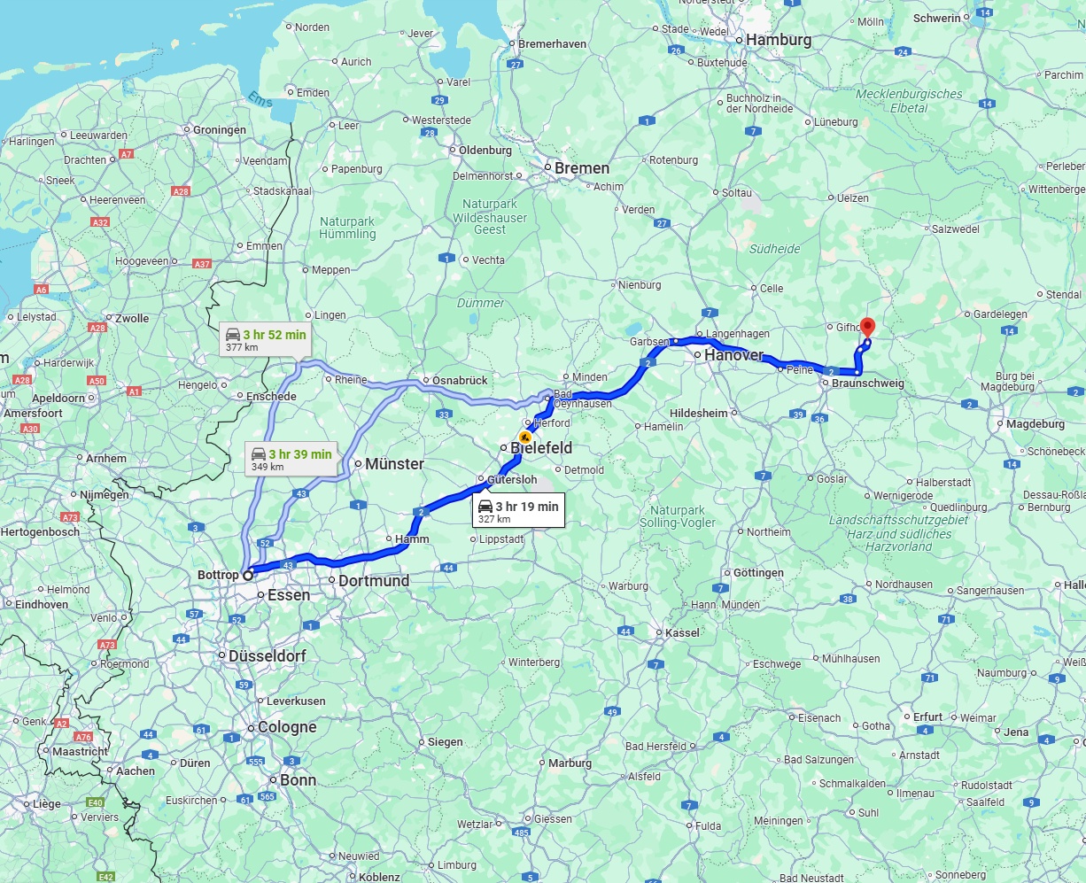 Anreise von Bottrop Zu Wolfsburg Über via A2