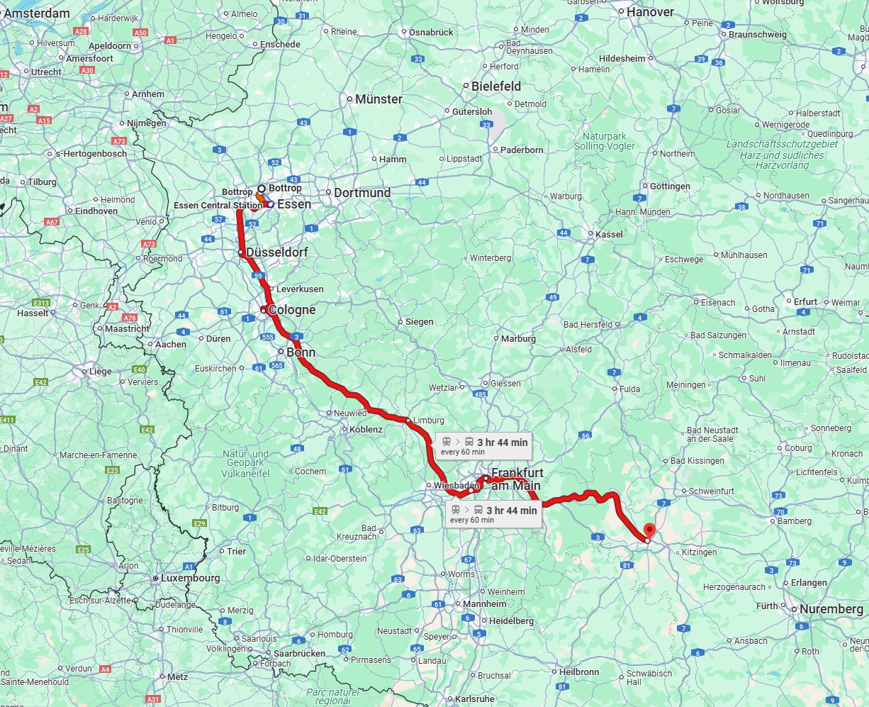 Anreise von Bottrop Zu Würzburg Über 