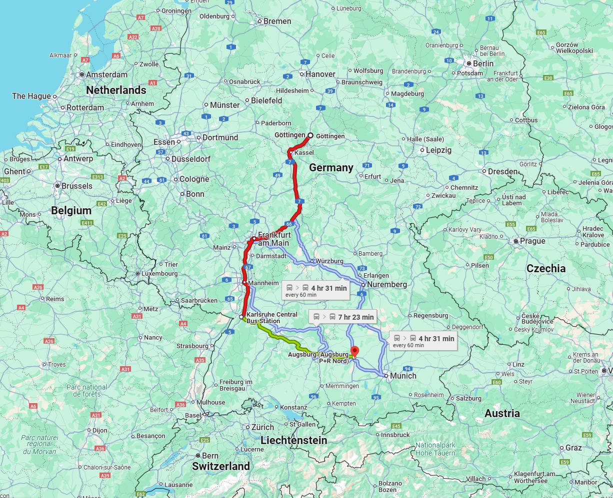 Anreise von Göttingen Zu Augsburg Über 