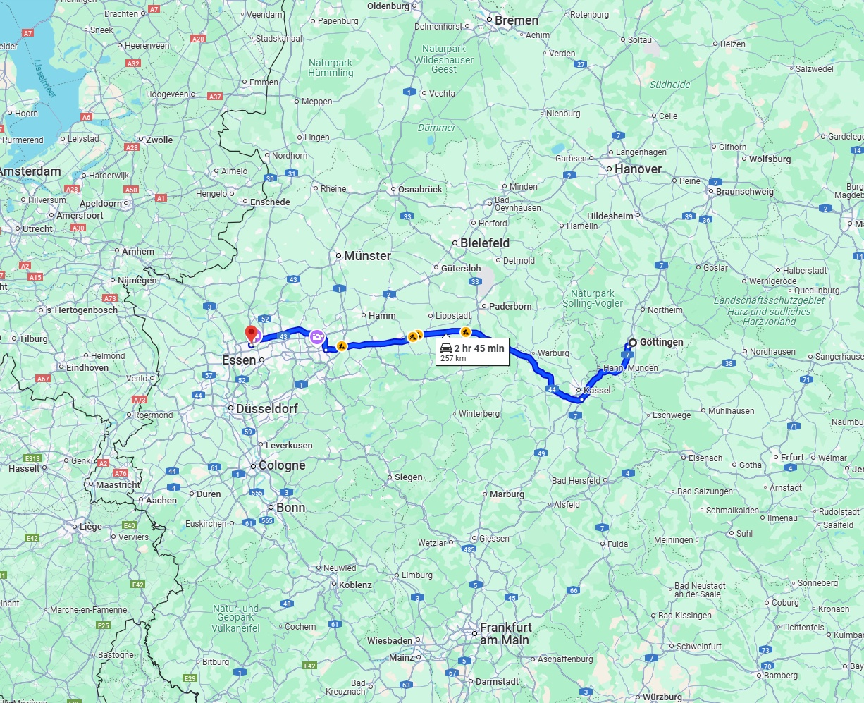 Anreise von Göttingen Zu Bottrop Über via A44