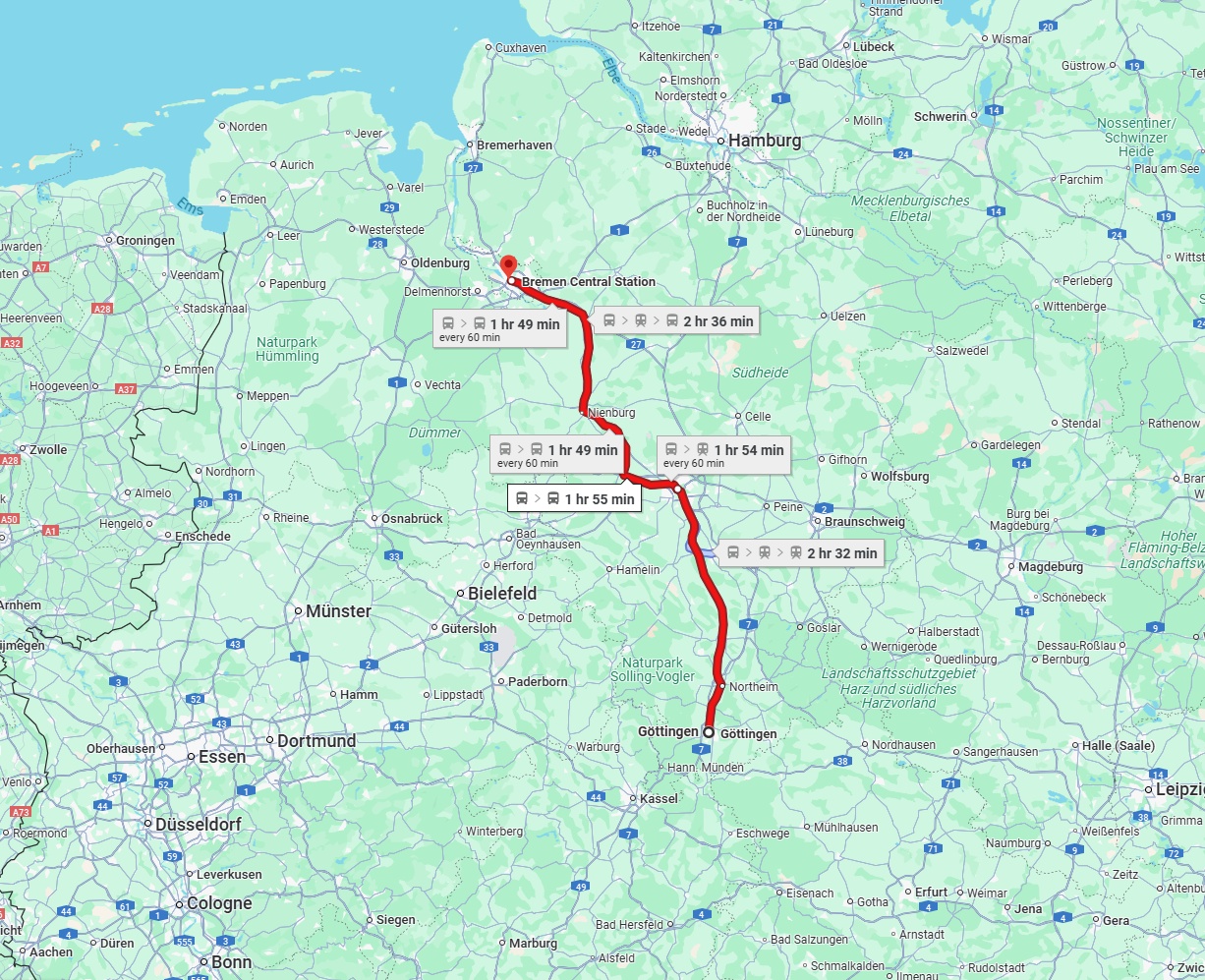 Anreise von Göttingen Zu Bremen Über 