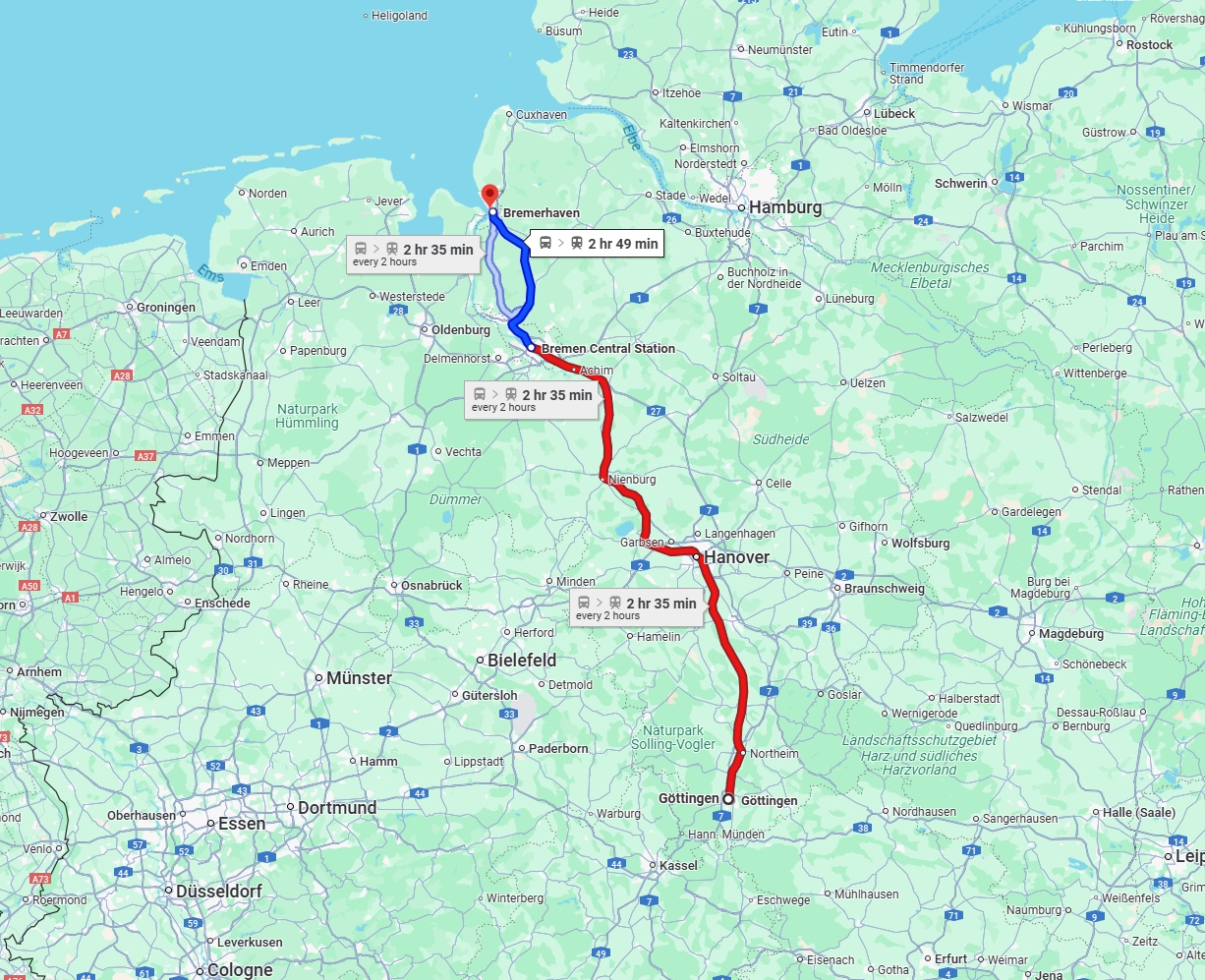 Anreise von Göttingen Zu Bremerhaven Über 