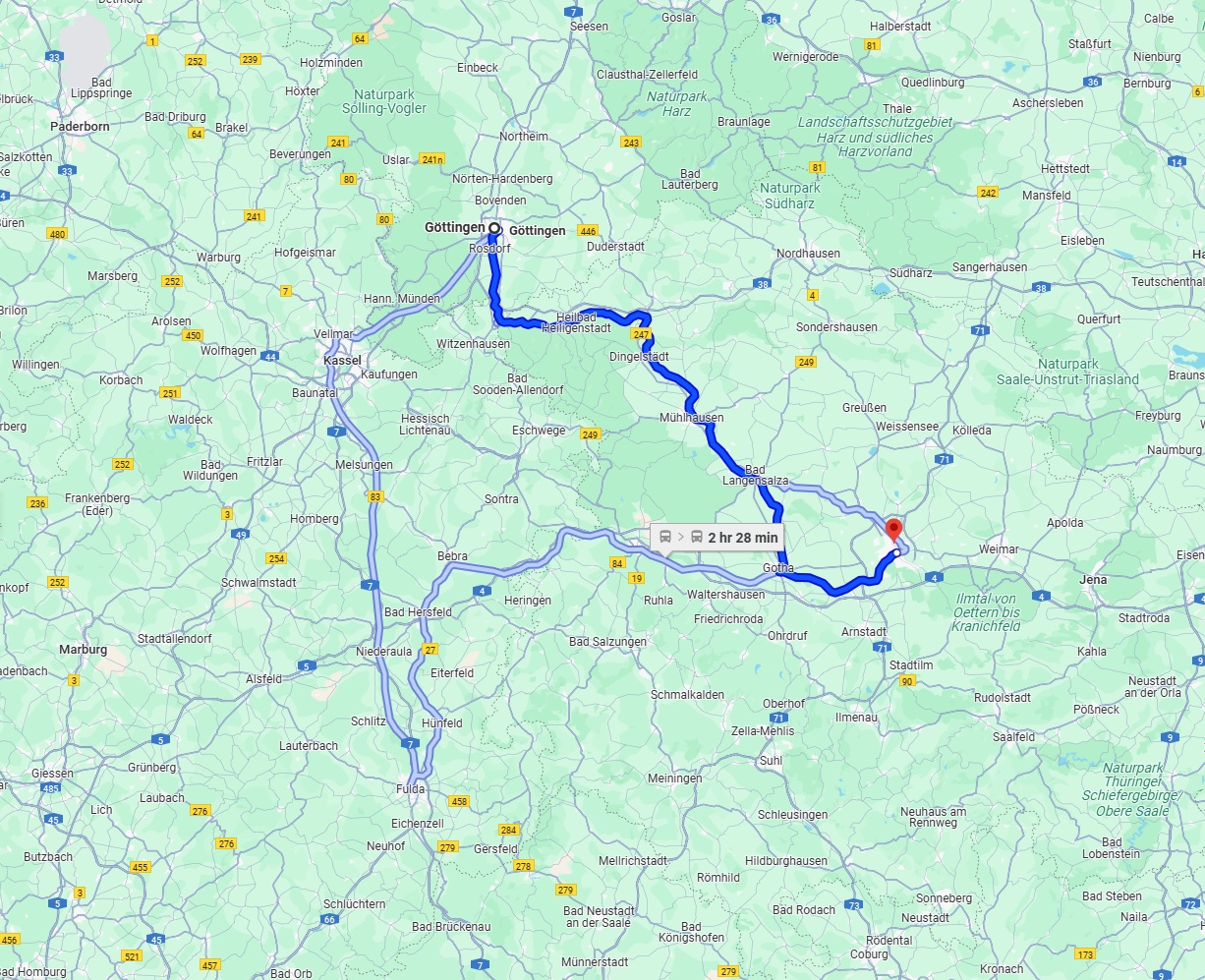 Anreise von Göttingen Zu Erfurt Über 