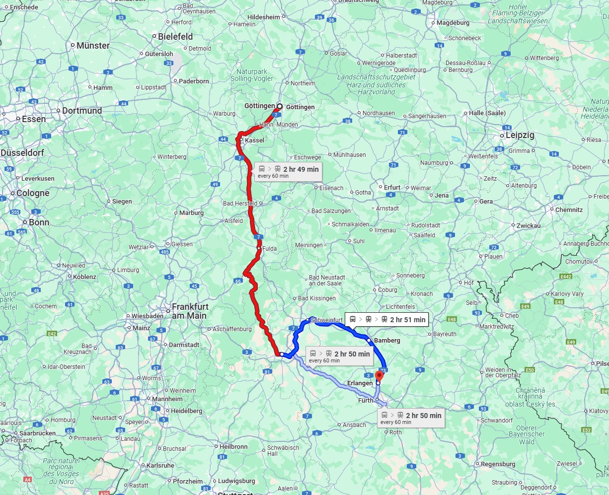 Anreise von Göttingen Zu Erlangen Über 