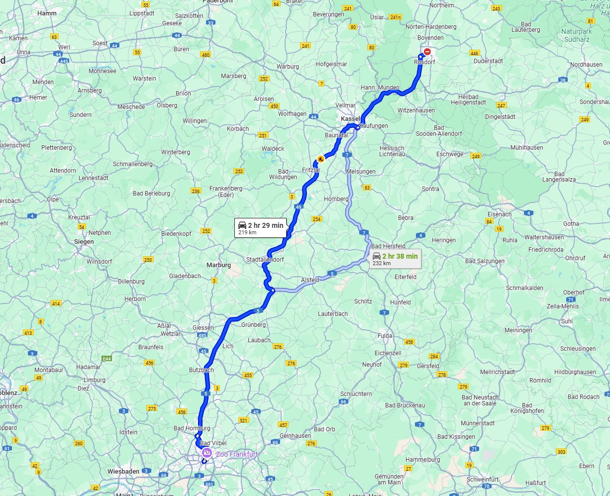 Anreise von Göttingen Zu Frankfurt am Main Über via A49 and A5