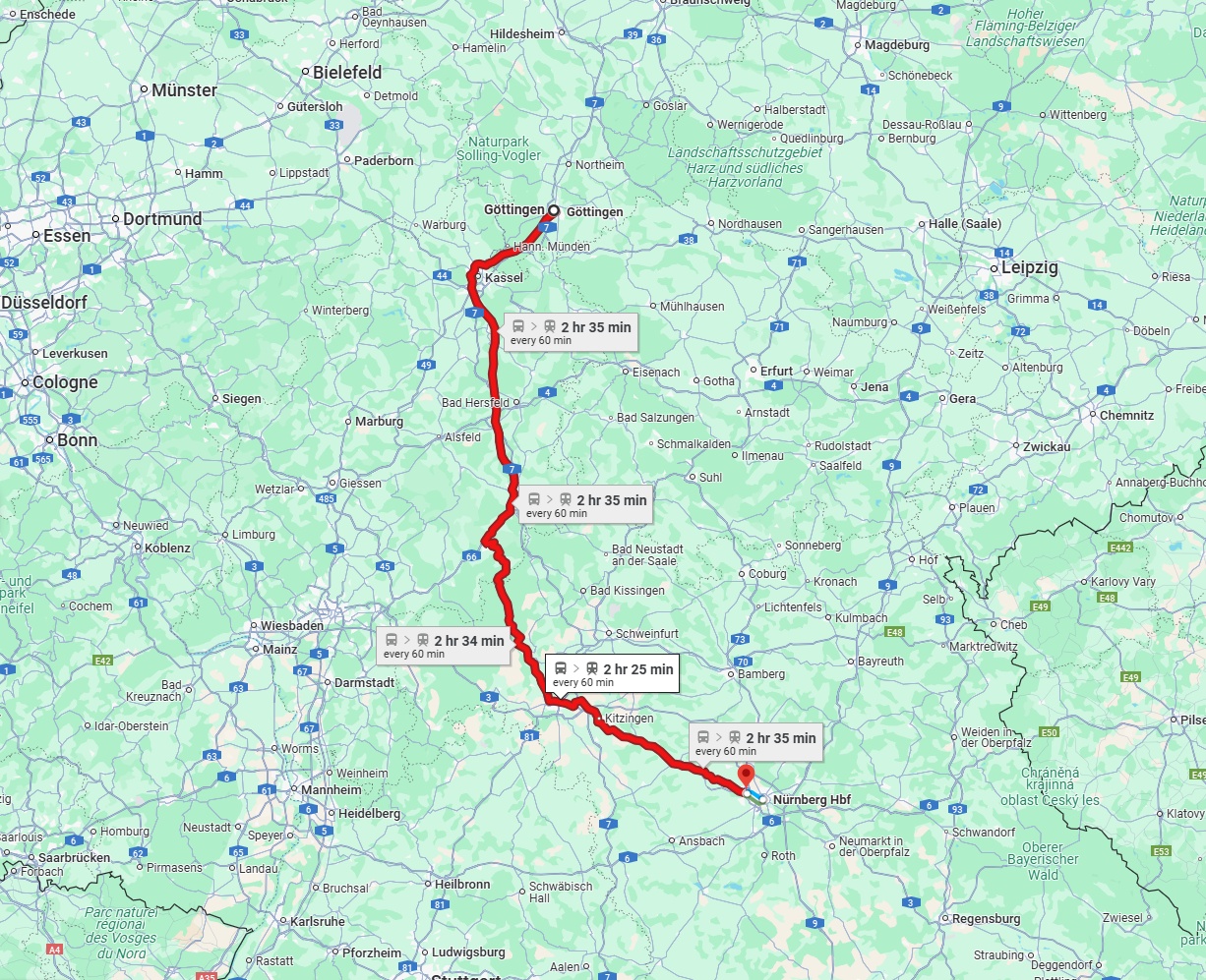 Anreise von Göttingen Zu Fürth Über 