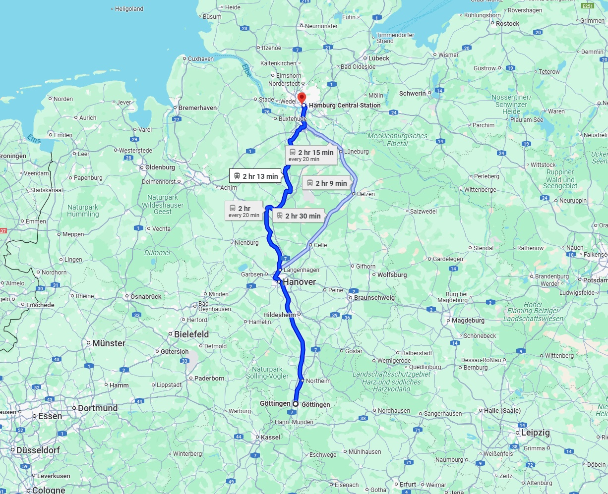 Anreise von Göttingen Zu Hamburg Über 