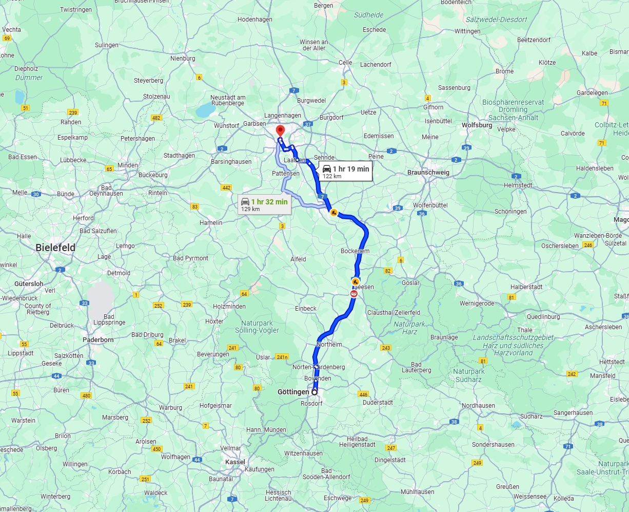 Anreise von Göttingen Zu Hannover Über via A7