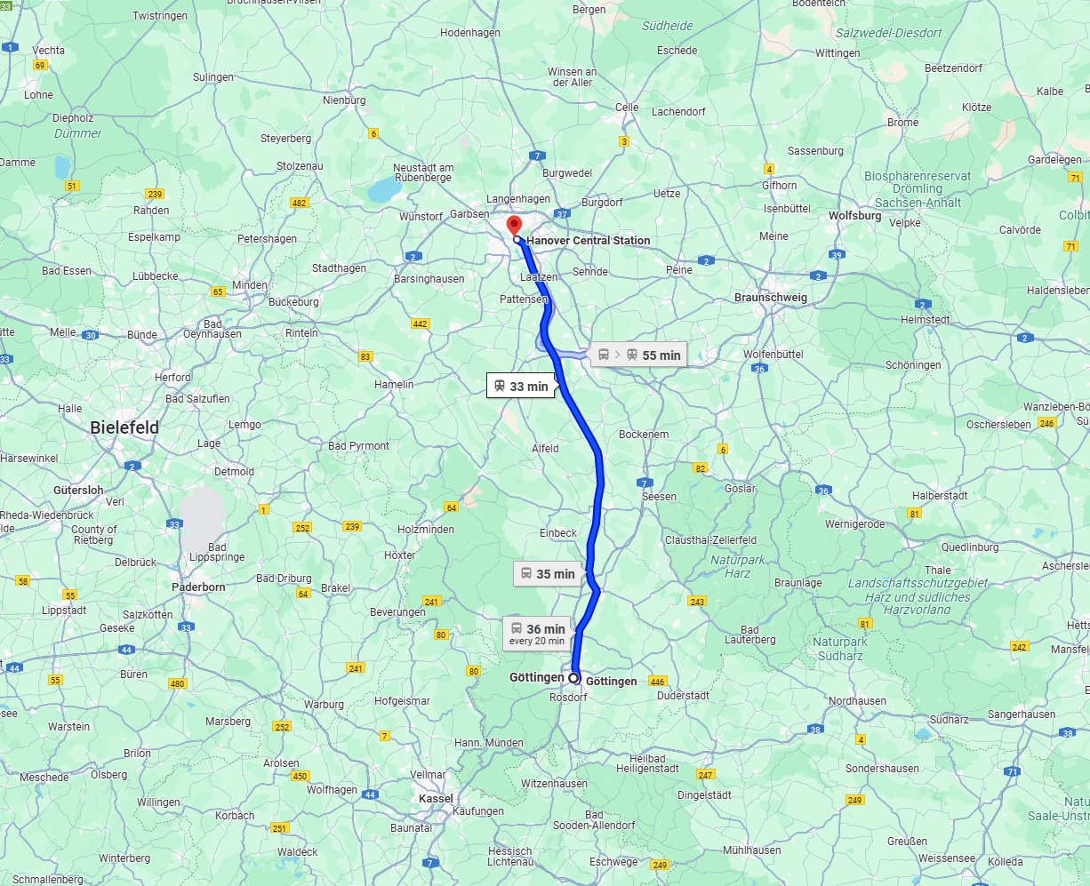 Anreise von Göttingen Zu Hannover Über 