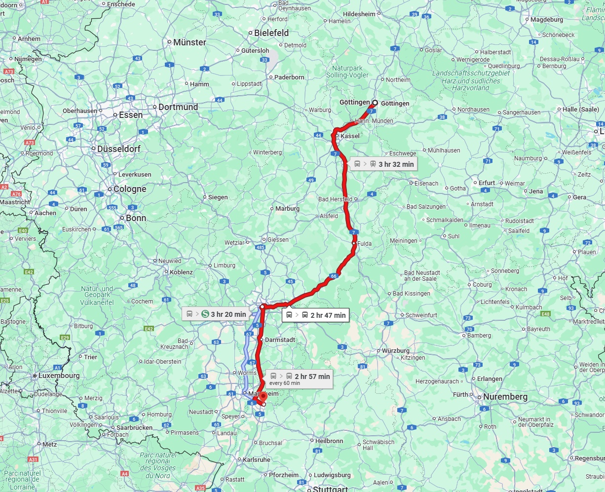 Anreise von Göttingen Zu Heidelberg Über 