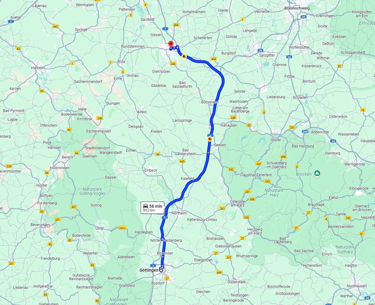 Anreise von Göttingen Zu Hildesheim Über via A7