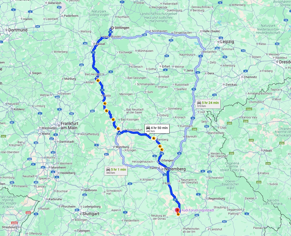 Anreise von Göttingen Zu Ingolstadt Über via A7