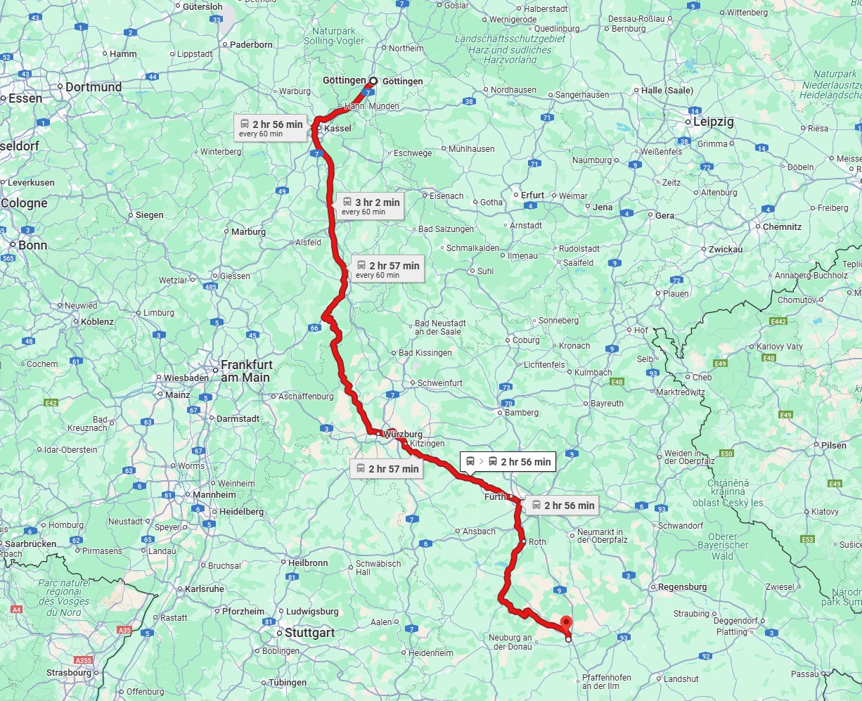 Anreise von Göttingen Zu Ingolstadt Über 