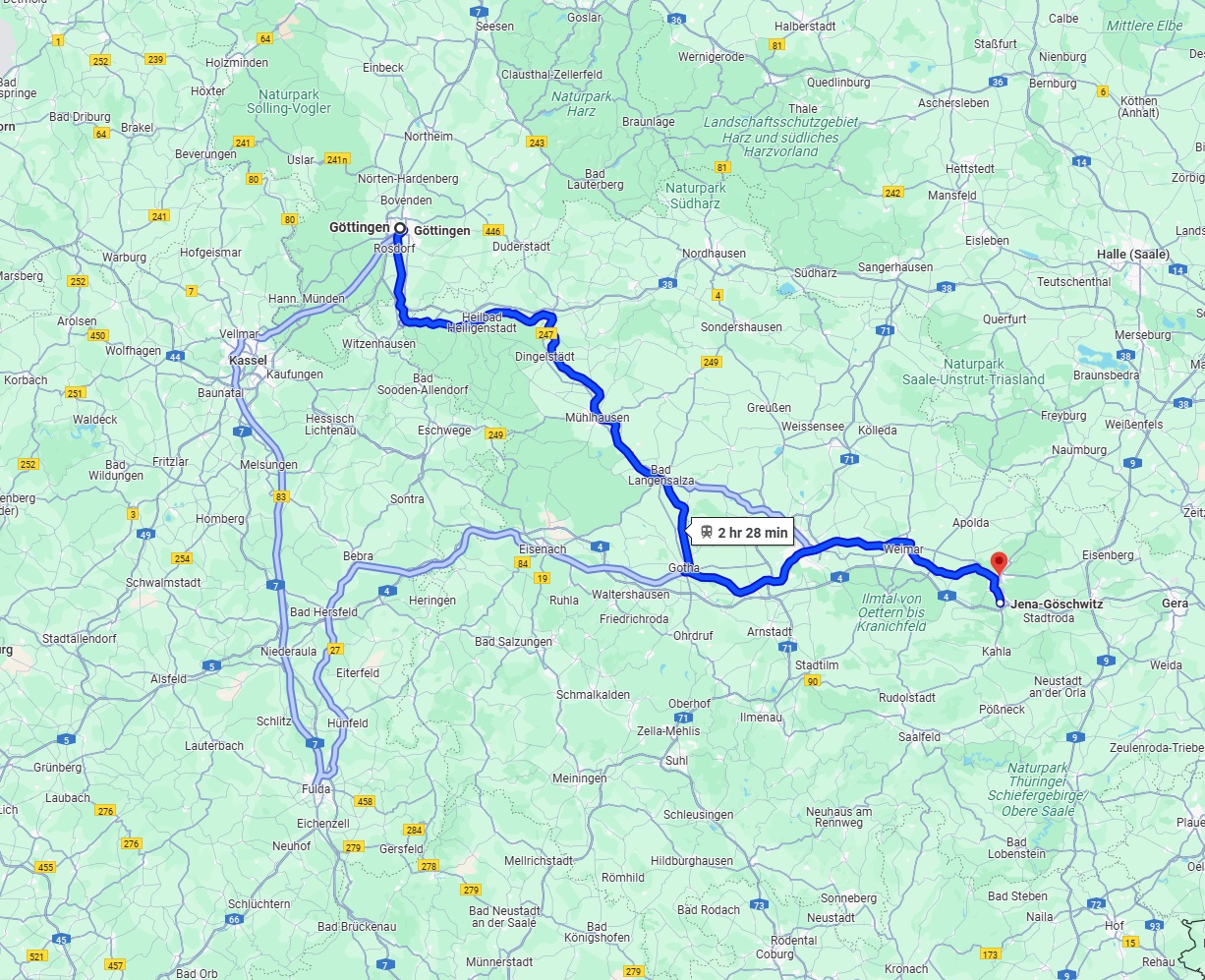 Anreise von Göttingen Zu Jena Über 