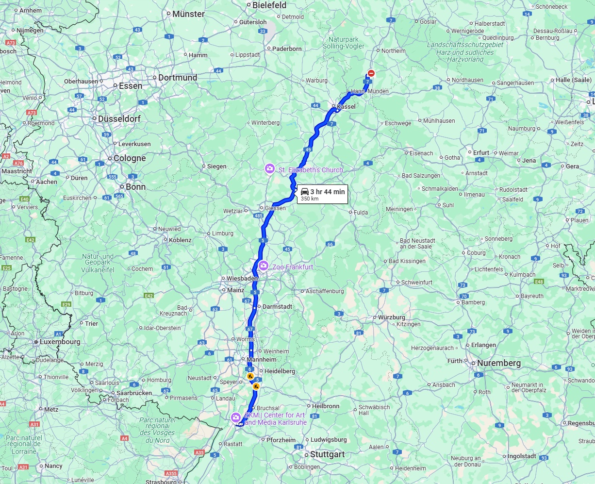 Anreise von Göttingen Zu Karlsruhe Über via A5
