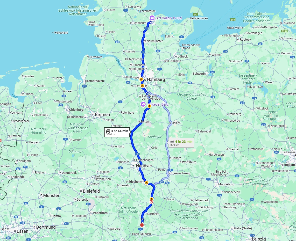 Anreise von Göttingen Zu Kiel Über via A7