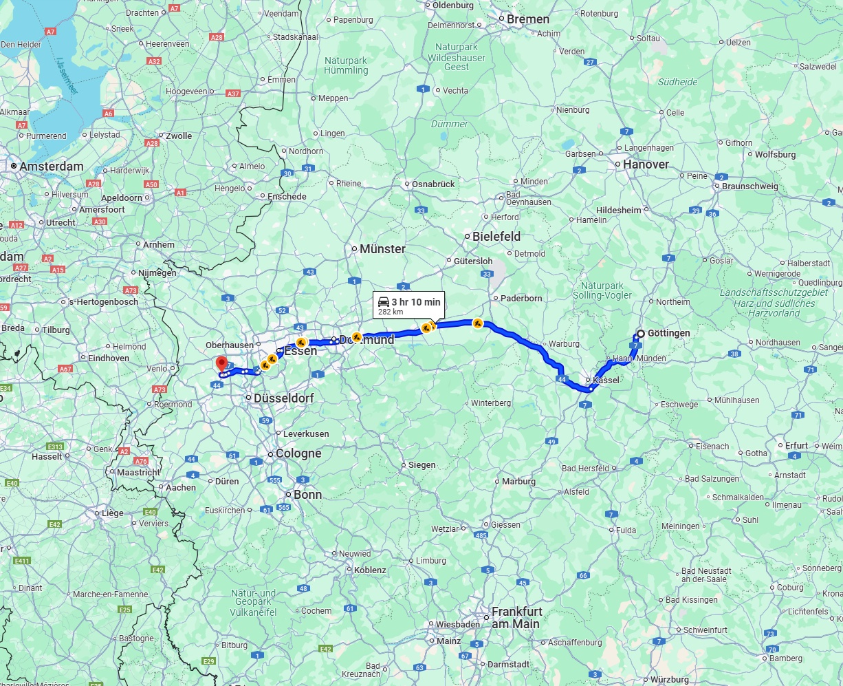 Anreise von Göttingen Zu Krefeld Über via A44