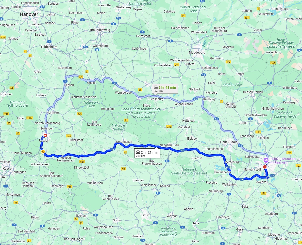 Anreise von Göttingen Zu Leipzig Über via A38