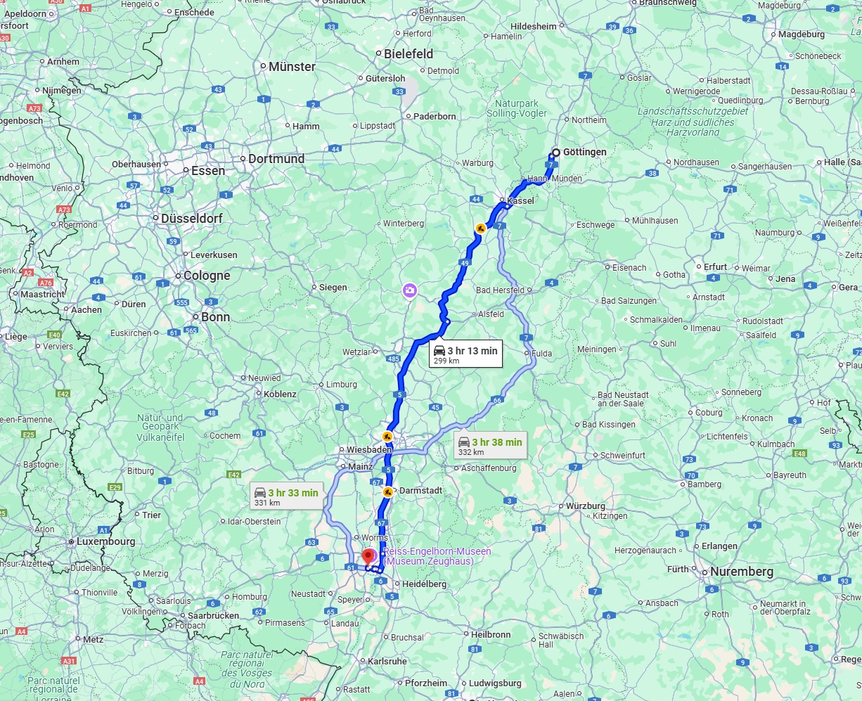 Anreise von Göttingen Zu Ludwigshafen am Rhein Über via A49 and A5