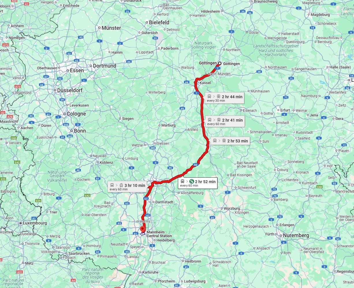 Anreise von Göttingen Zu Ludwigshafen am Rhein Über 