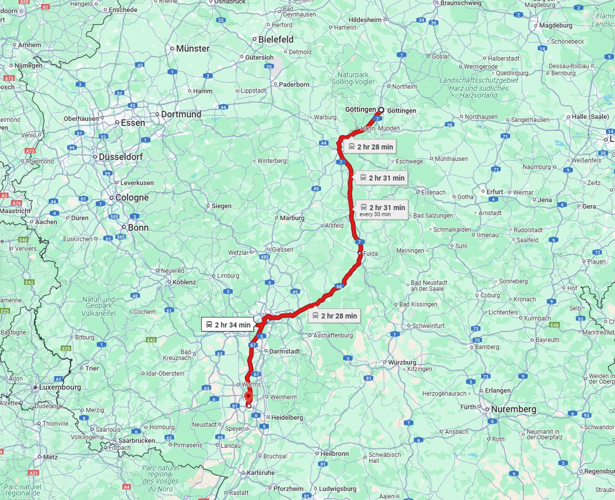 Anreise von Göttingen Zu Mannheim Über 