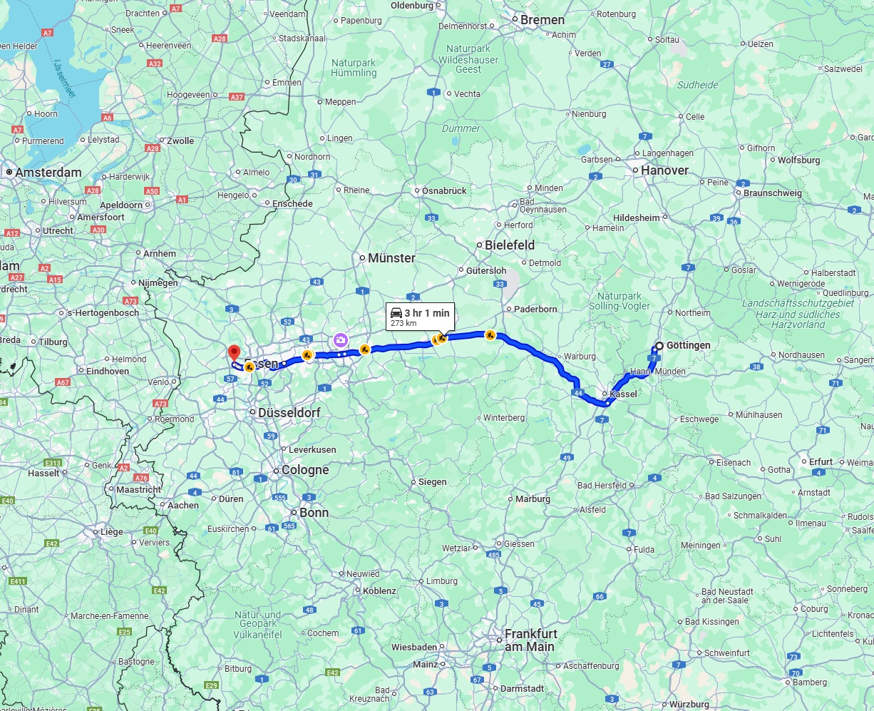 Anreise von Göttingen Zu Moers Über via A44