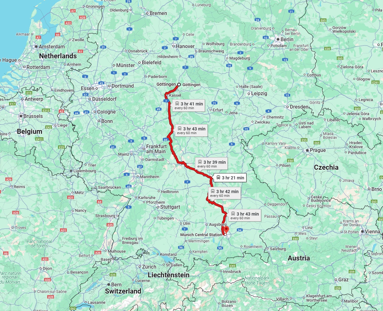 Anreise von Göttingen Zu München Über 