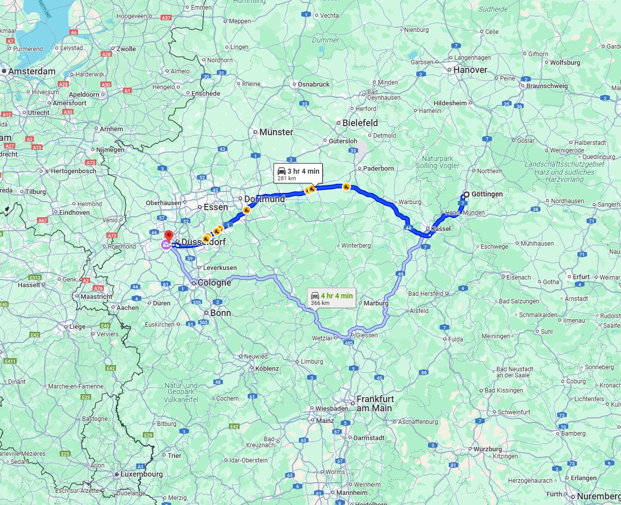 Anreise von Göttingen Zu Neuss Über via A44