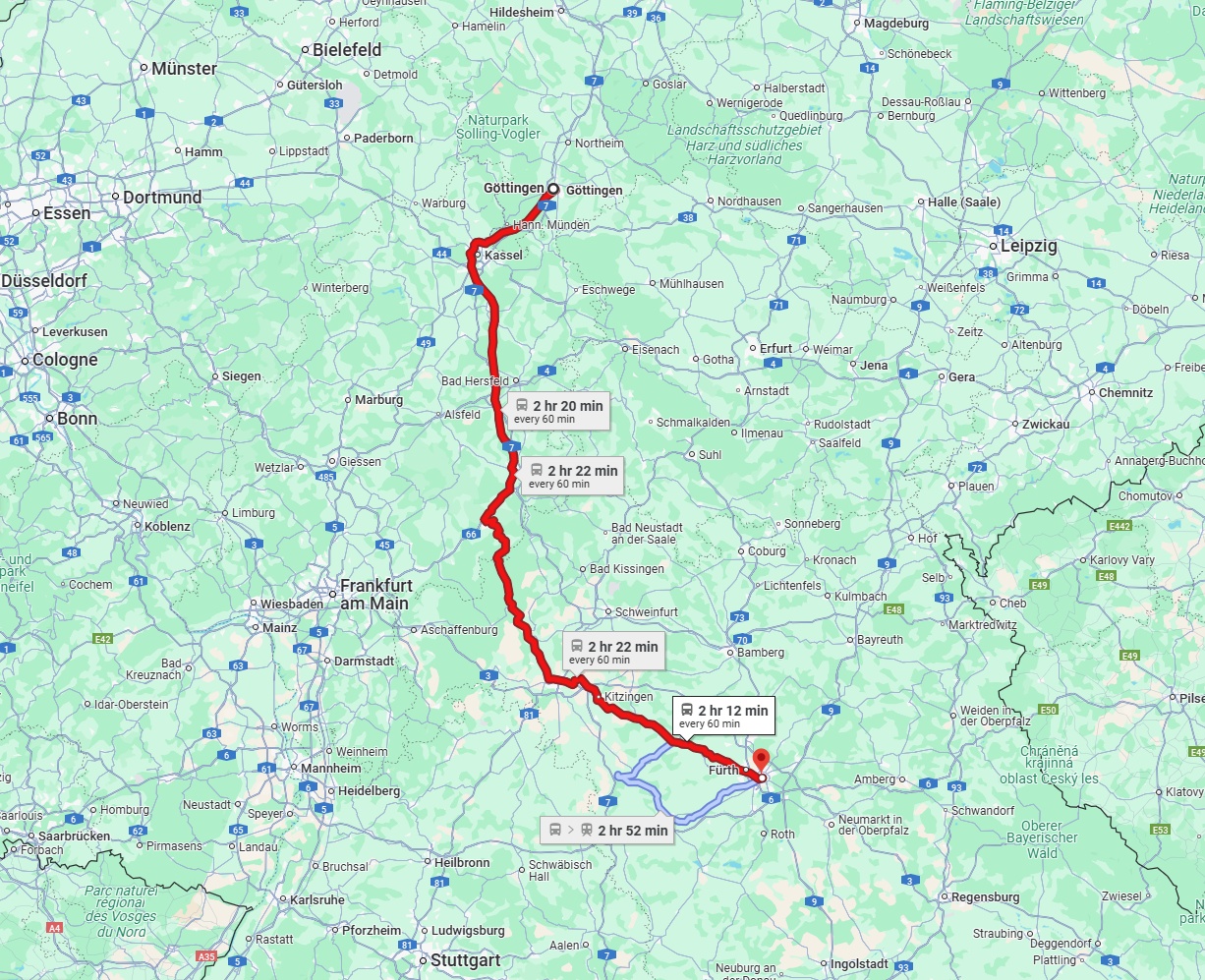 Anreise von Göttingen Zu Nürnberg Über 