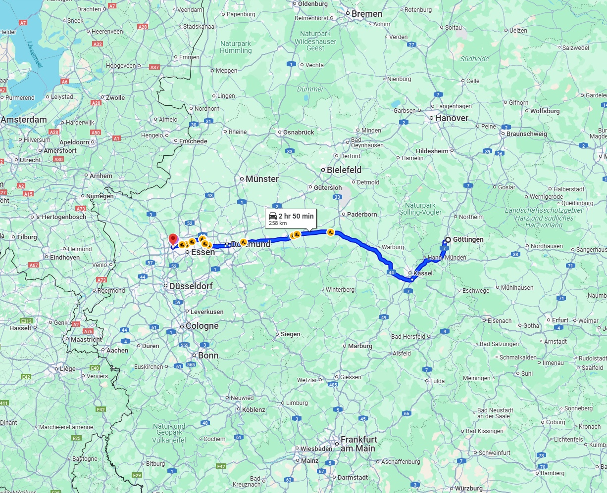 Anreise von Göttingen Zu Oberhausen Über via A44
