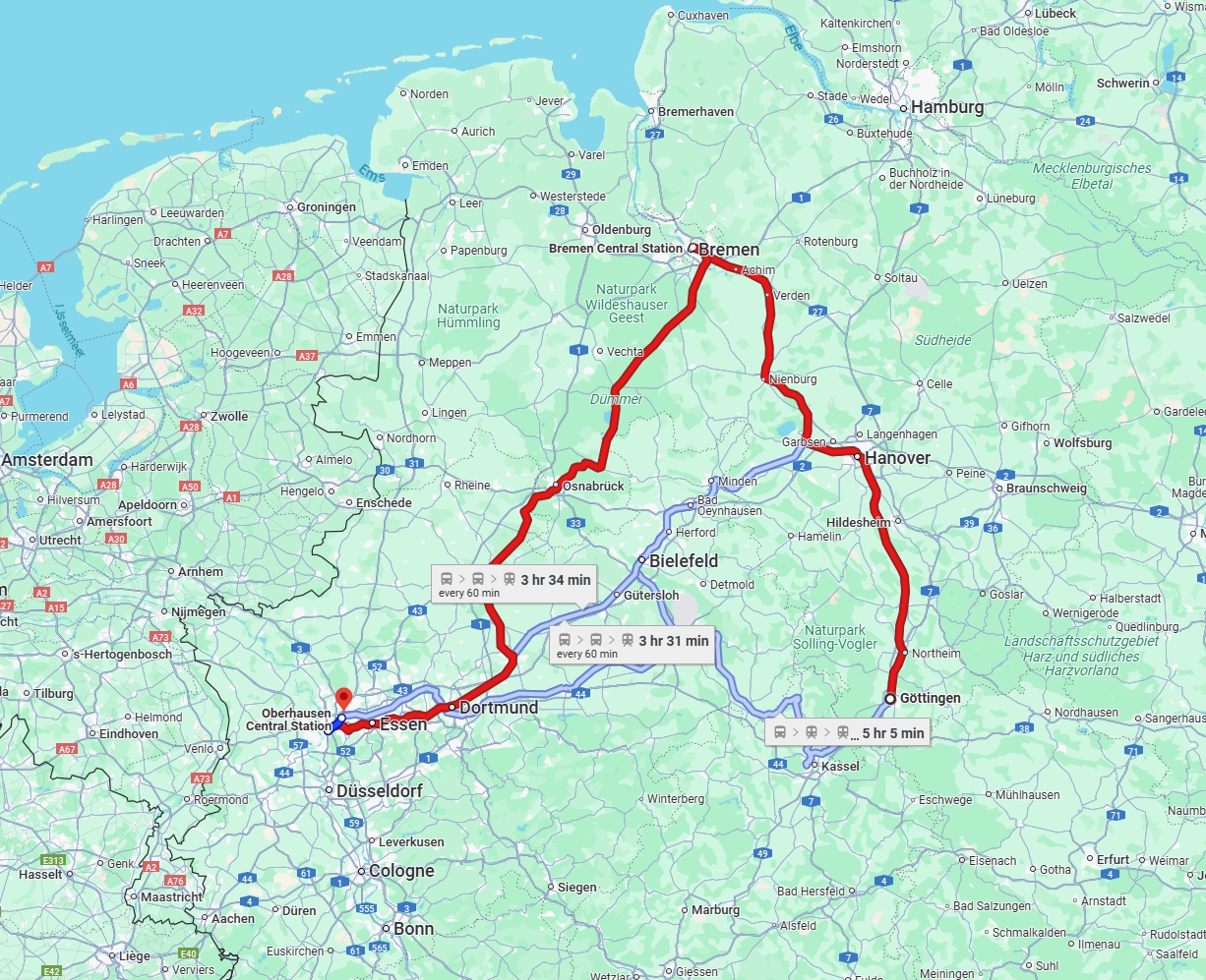 Anreise von Göttingen Zu Oberhausen Über 