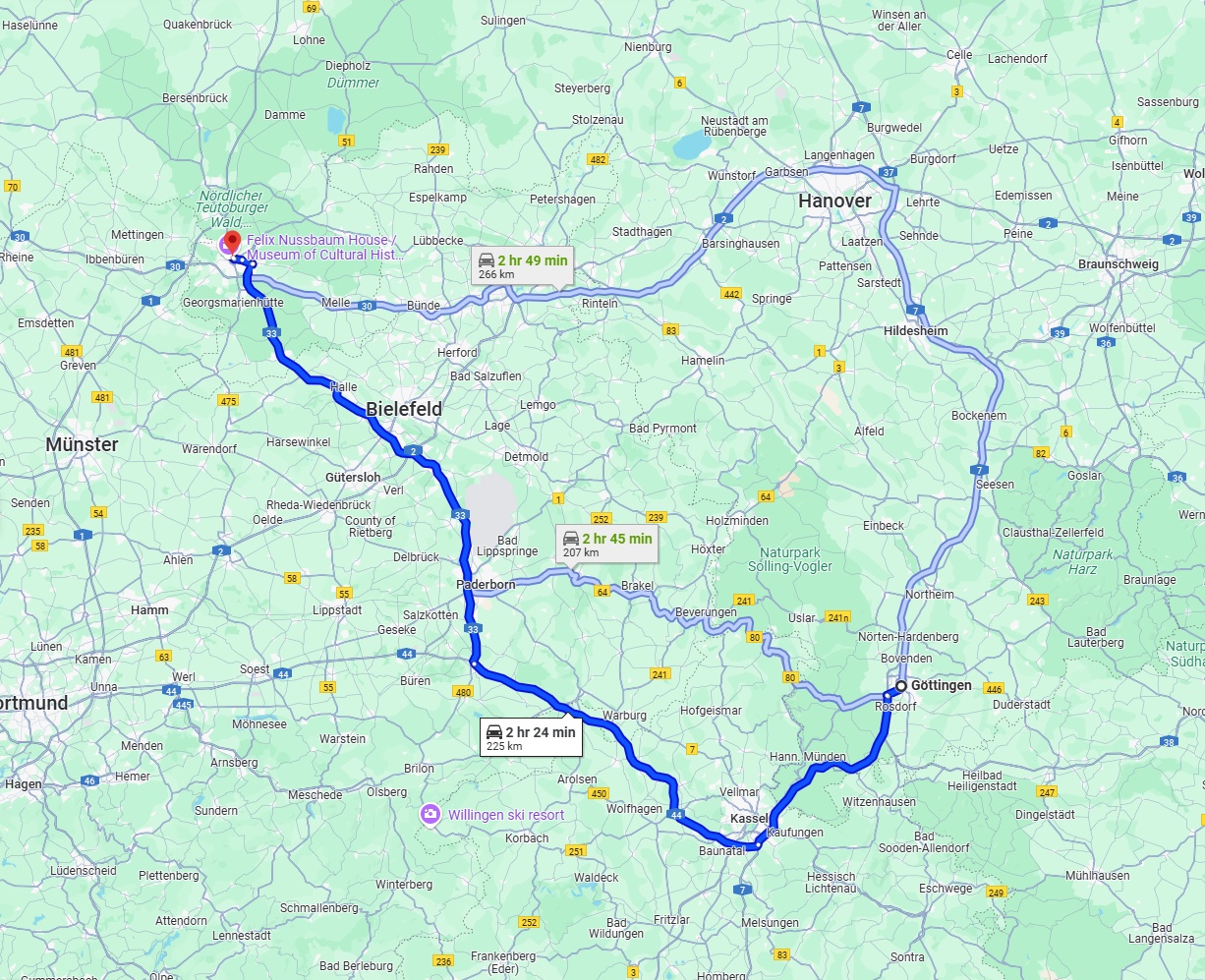 Anreise von Göttingen Zu Osnabrück Über via A44 and A33