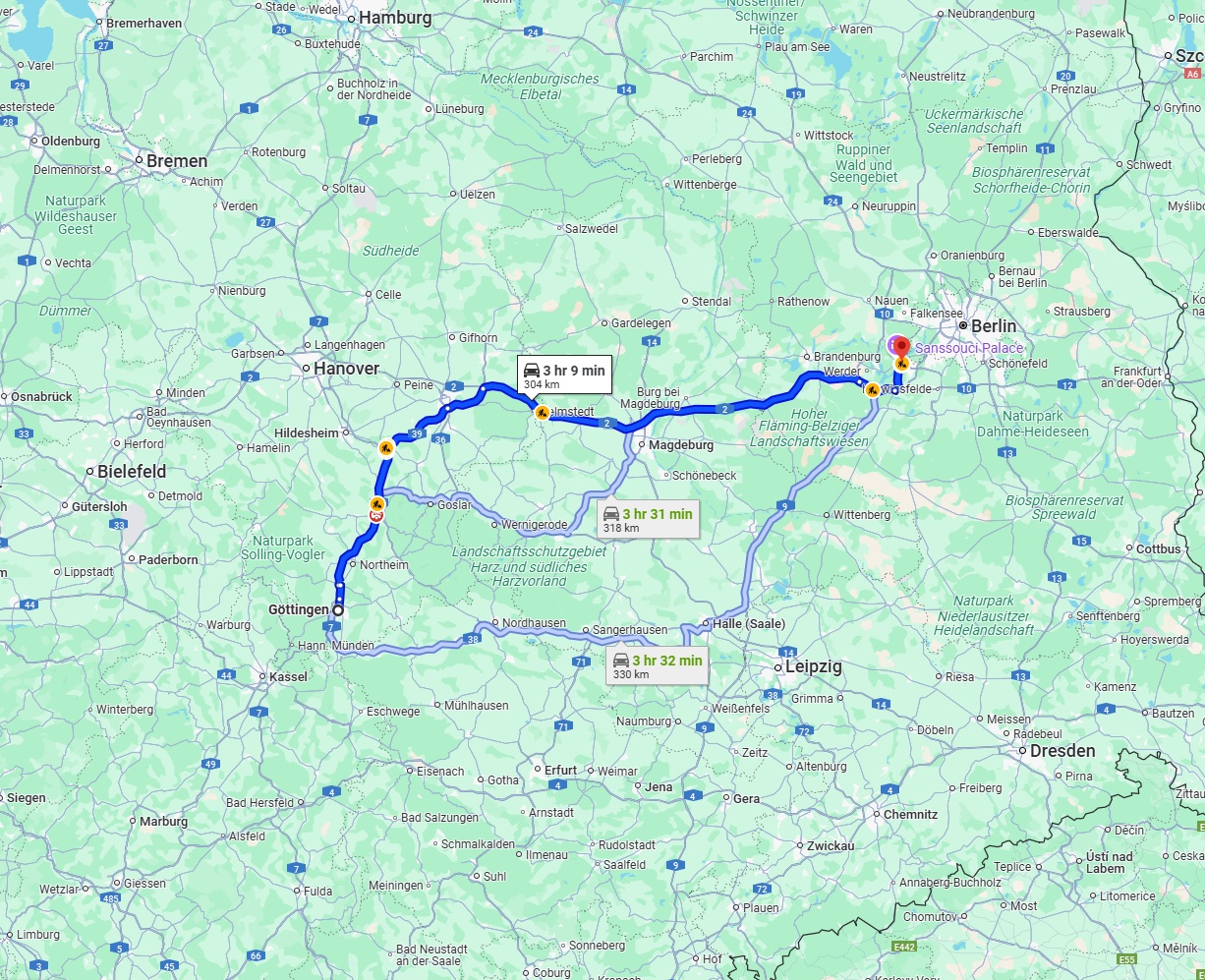Anreise von Göttingen Zu Potsdam Über via A2