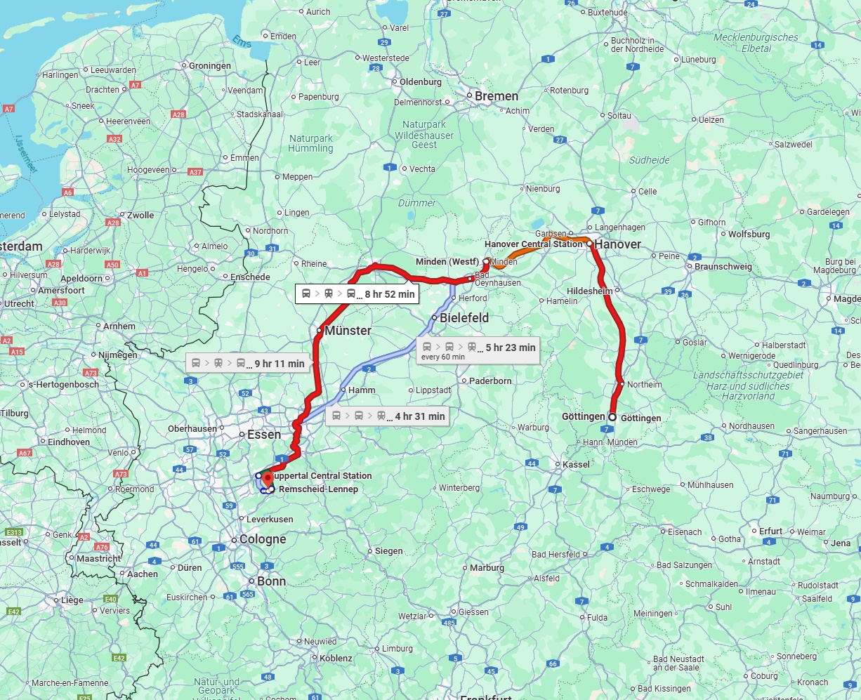 Anreise von Göttingen Zu Remscheid Über 