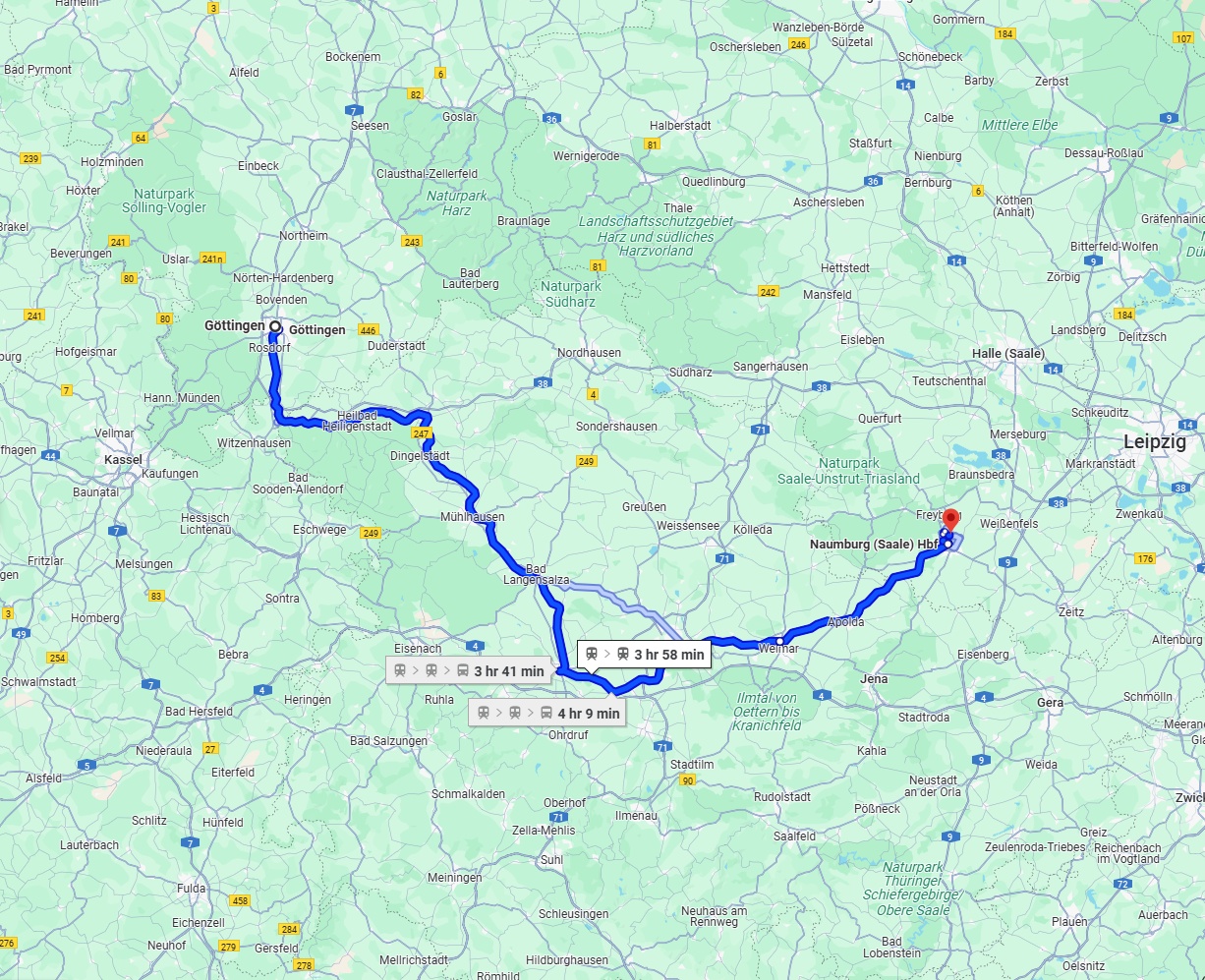 Anreise von Göttingen Zu Saale Über 
