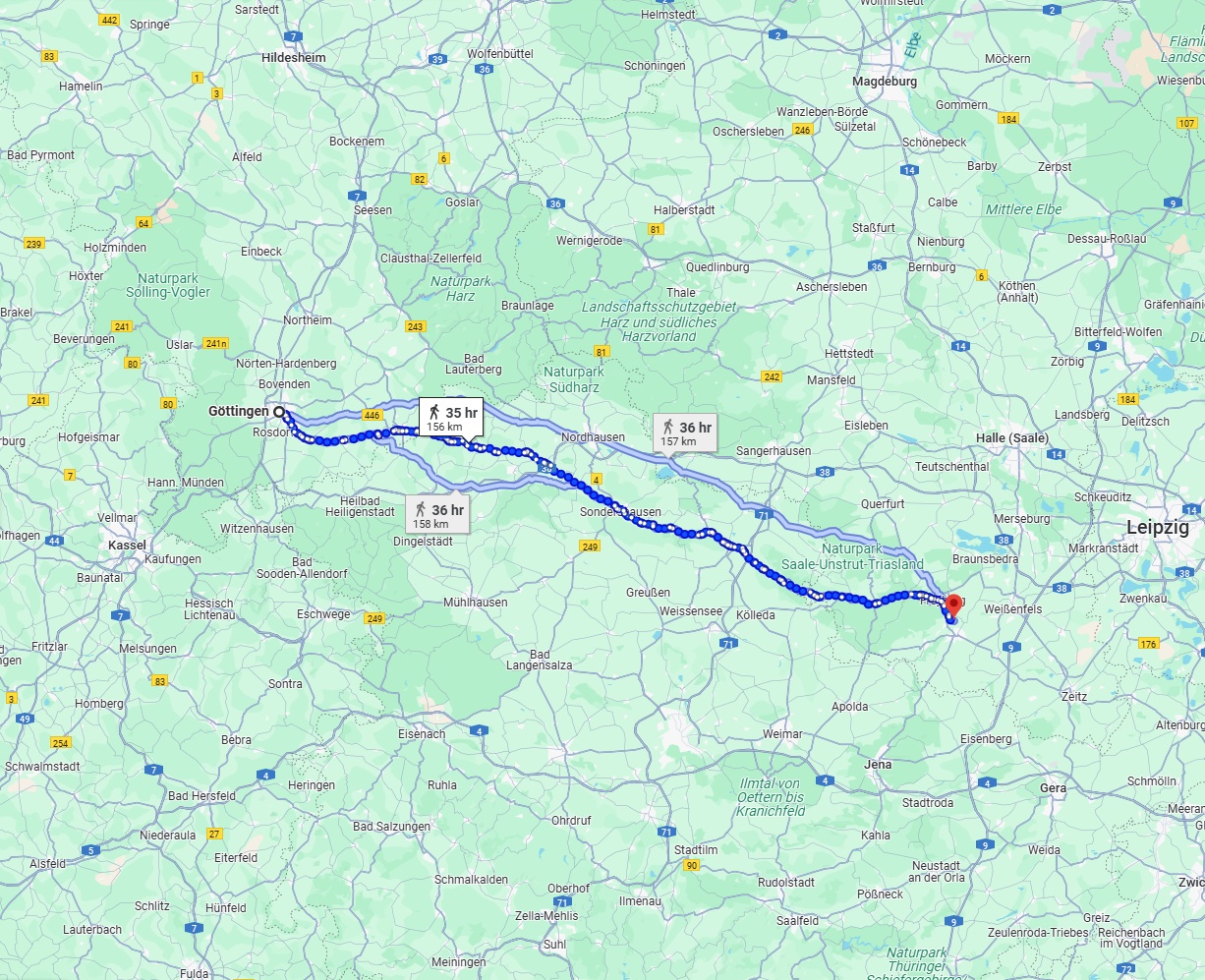 Anreise von Göttingen Zu Saale Über 