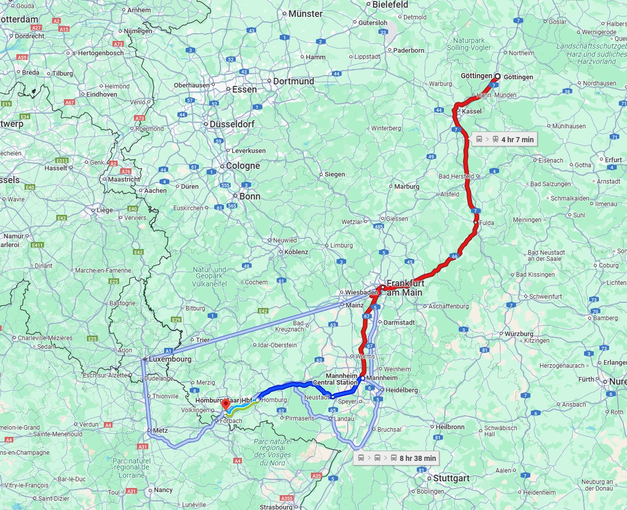 Anreise von Göttingen Zu Saarbrücken Über 