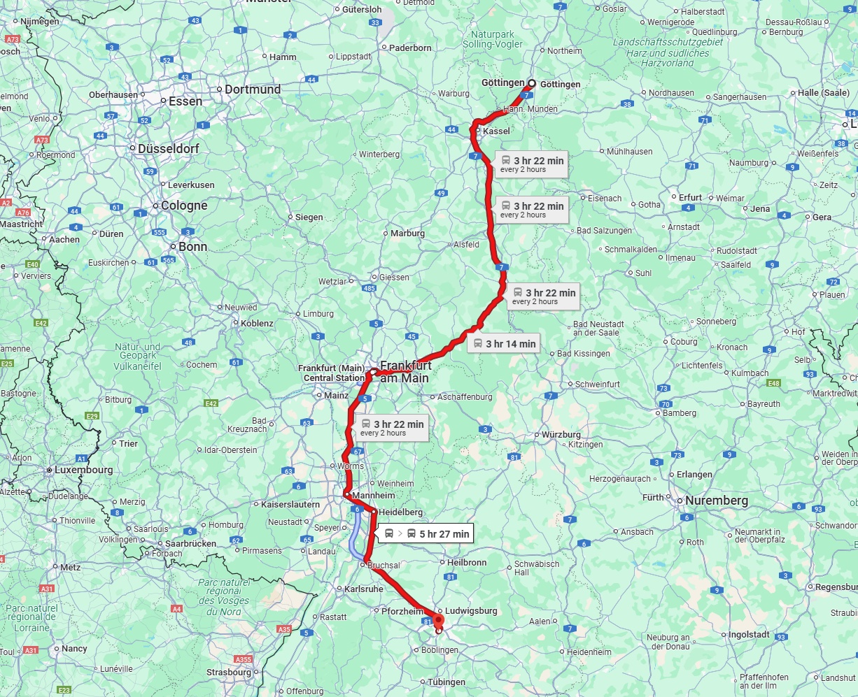 Anreise von Göttingen Zu Stuttgart Über 