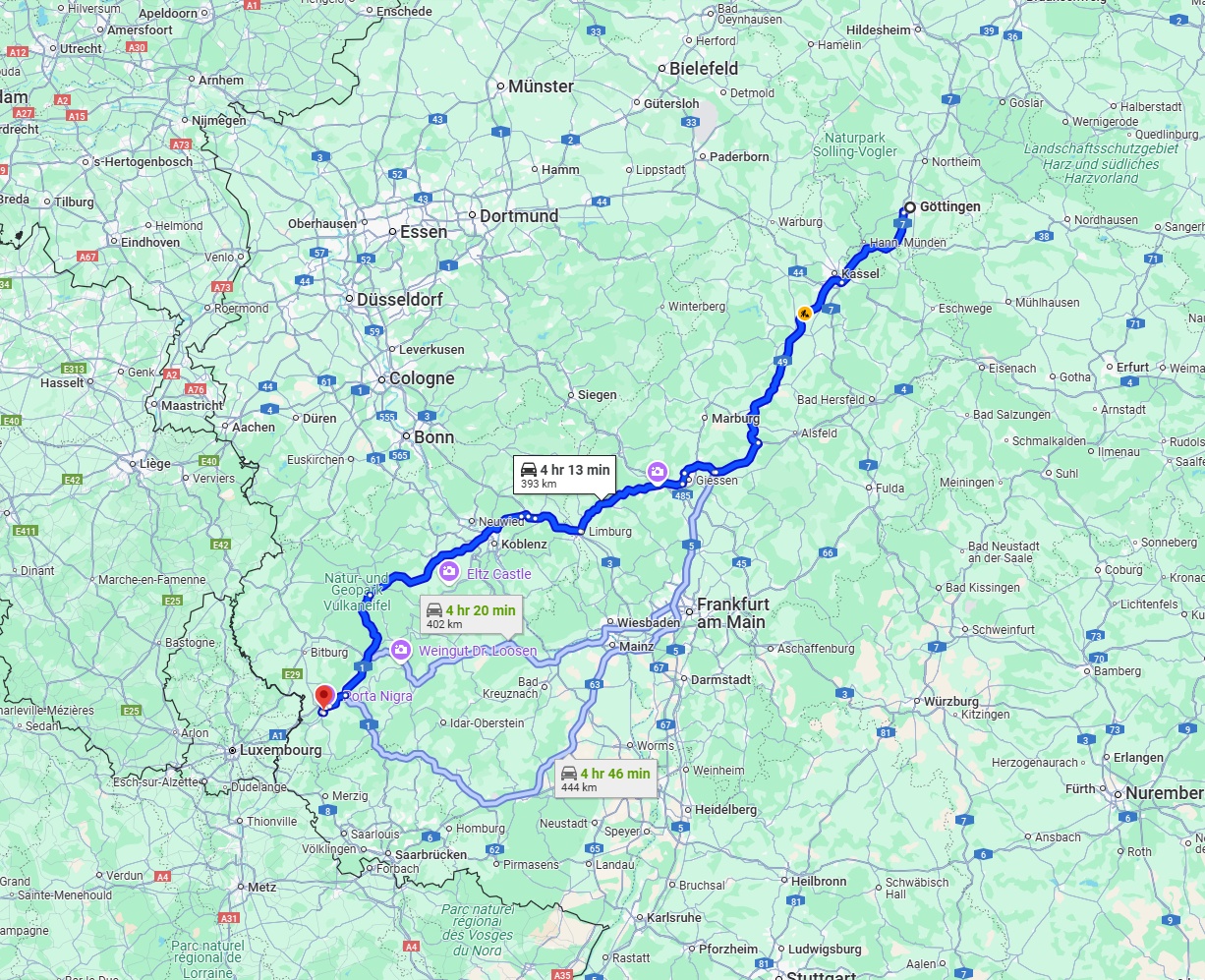 Anreise von Göttingen Zu Trier Über via A49