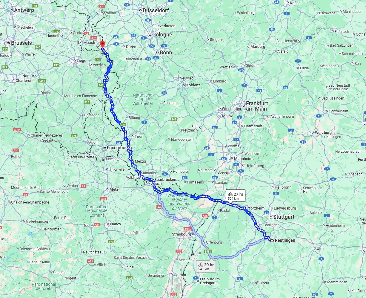 Anreise von Reutlingen Zu Aachen Über 