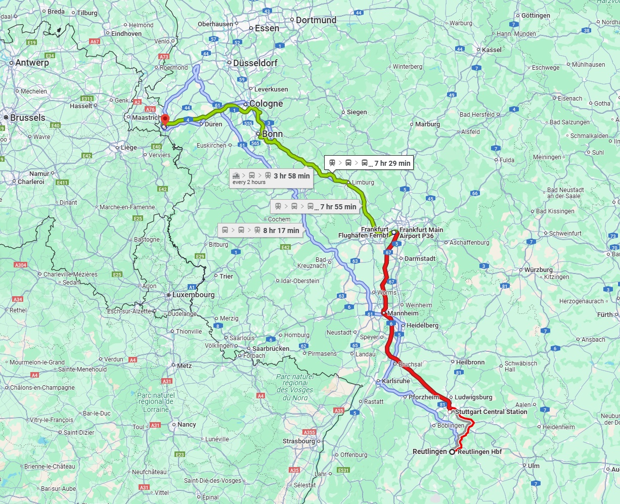 Anreise von Reutlingen Zu Aachen Über 
