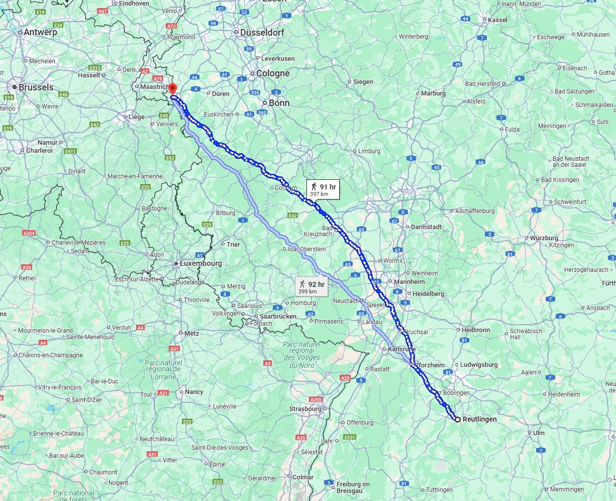 Anreise von Reutlingen Zu Aachen Über 