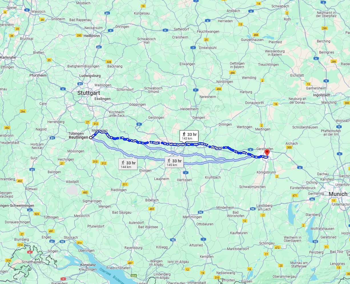 Anreise von Reutlingen Zu Augsburg Über 